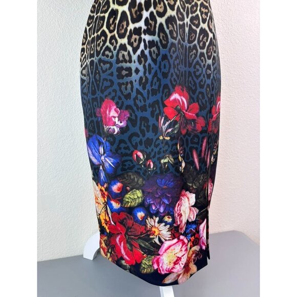 Alberto Makali womens medium animal print floral fitted knee length belted dress - Picture 4 of 9